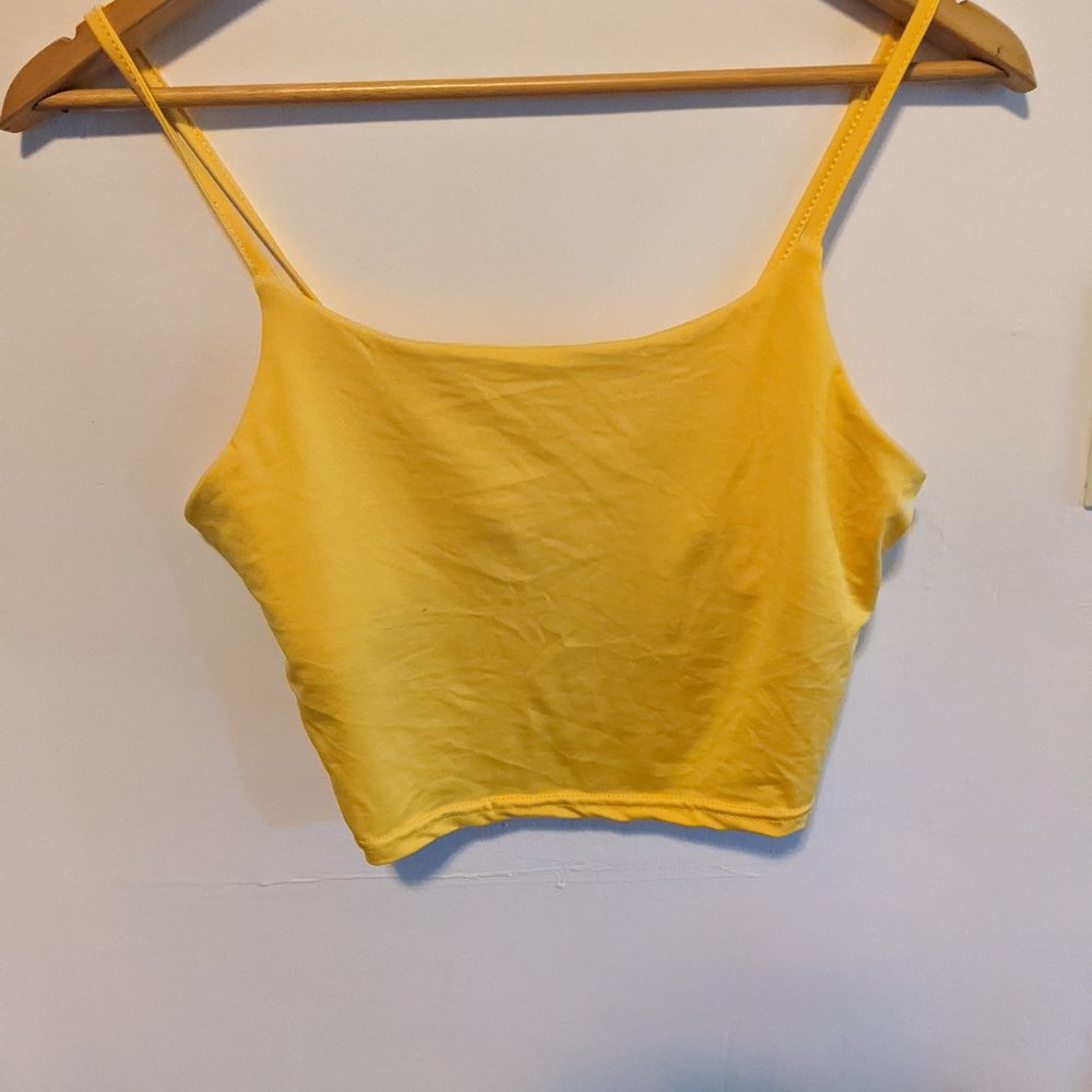 Yellow spaghetti strap bralette crop tank top